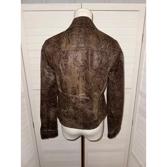 WHITE HOUSE BLACK MARKET Snake Print Denim Jacket Women's Size Small - Picture 5 of 7
